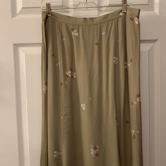 DAVID DART(NEIMAN MARCUS) SKIRT SET-REVERSIBLE VEST SZ XL MOSS/FLORAL RAYON - Picture 5 of 9